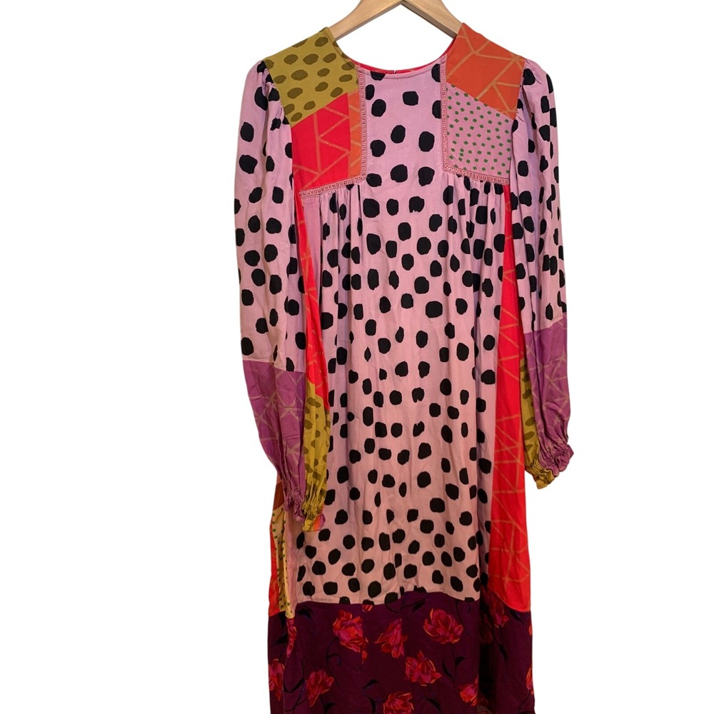 Blank London Patchwork Midi Dress Small Boho Eclectic Artsy dopamine oversized